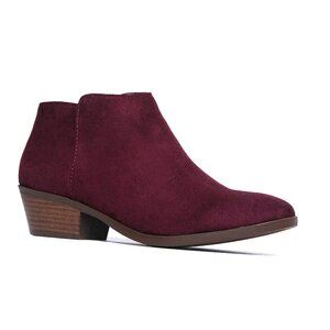 MADELINE Parfait Burgundy Suede Ankle Booties - 8M